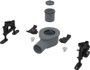 Изображение товара Cифон низкий для водоотведения в душевых на уровне пола AlcaPlast APZ-S9 DN50 и комплект регулируемых ножек