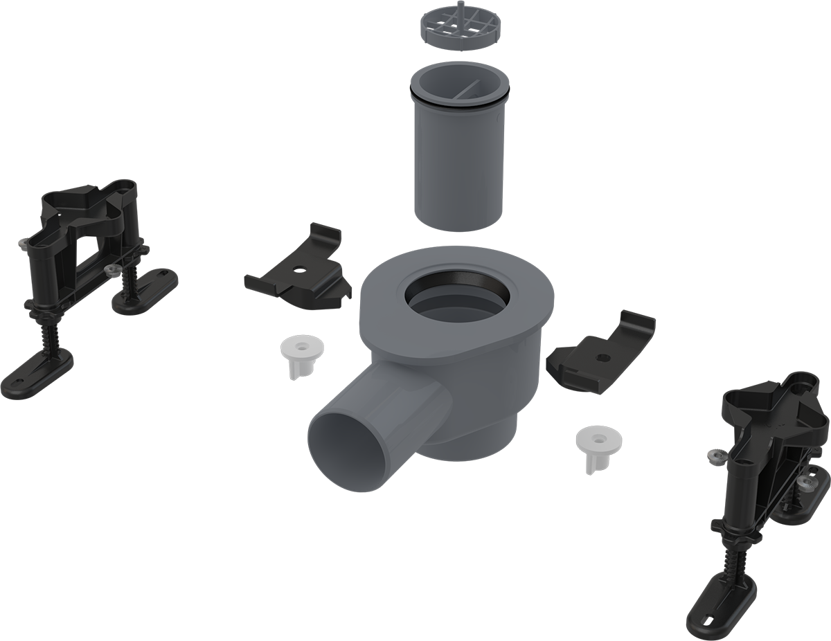 Изображение товара Cифон для водоотведения в душевых на уровне пола AlcaPlast DN50 с регулировкой ножек