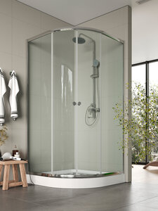 Изображение товара Душевой уголок Agger A01, A01-100TCR, 98 х 98 х 197,5 см, с поддоном, стекла прозрачные, профиль хром