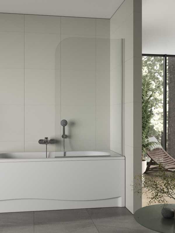 Изображение товара Распашная шторка на ванну Agger 80x140 см стекло хром профиль Германия