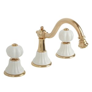 Изображение товара Смеситель Migliore Olivia 19018 (ML.OLV-5825.BI.DO) для биде, с донным клапаном, золото, ручки белая керамика