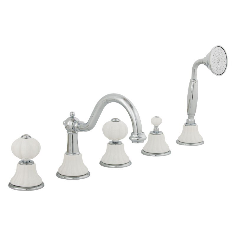 Изображение товара Cмеситель Migliore Olivia 19005 на борт ванны, хром, ручки белая керамика