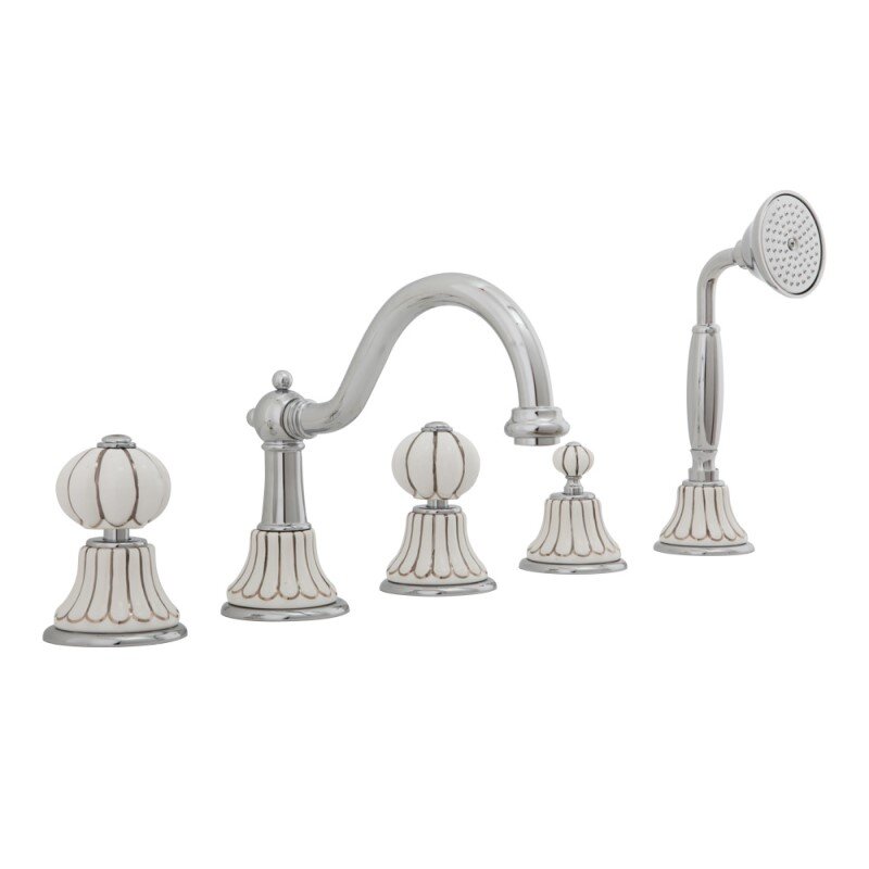 Изображение товара Cмеситель Migliore Olivia 19013 на борт ванны, хром, ручки декор платина