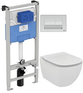 Изображение товара Инсталляция с унитазом Ideal Standard Tesi T387201 подвесная фарфор хром 25 лет гарантии