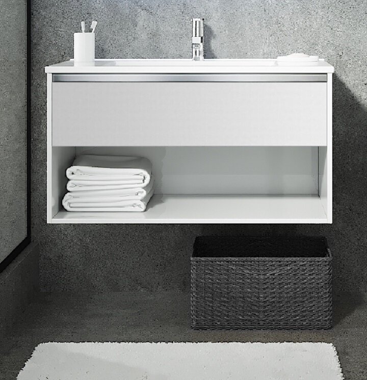 Изображение товара Подвесная тумба под раковину Sanvit Контур 80 см белый глянец