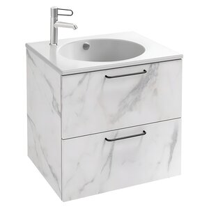 Изображение товара Тумба под раковину Jacob Delafon Odeon Rive Gauche EB2520-R9-NR4, 60 см, цвет белый мрамор, ручки черные
