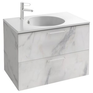 Изображение товара Тумба под раковину Jacob Delafon Odeon Rive Gauche 80 см, EB2522-R5-NR4, цвет белый мрамор, ручки хром