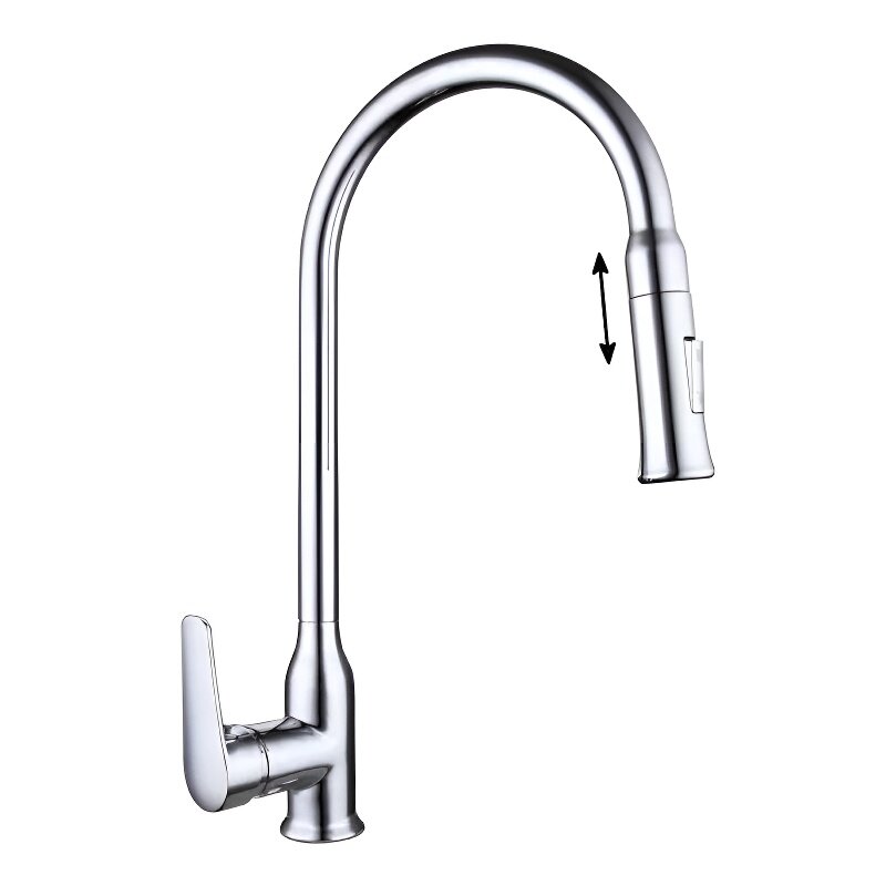 Изображение товара Смеситель для кухни Bravat Arden F7362395CP-ENG с вытяжным изливом и хромовым покрытием