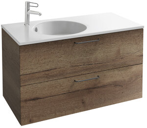 Изображение товара Тумба под раковину Jacob Delafon Odeon Rive Gauche 100 см, EB2524-R9-E52, цвет дуб табак, ручки черные