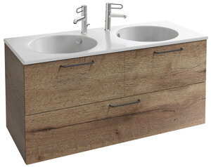 Изображение товара Тумба под раковину Jacob Delafon Odeon Rive Gauche 120 см, EB2545-R9-E52, цвет дуб табак, ручки черные