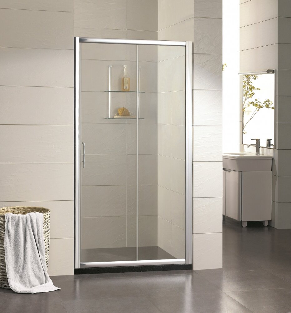 Изображение товара Душевая дверь в нишу Bravat Drop BD120.4100A, 120 x 200 см, раздвижная, стекло прозрачное, хром