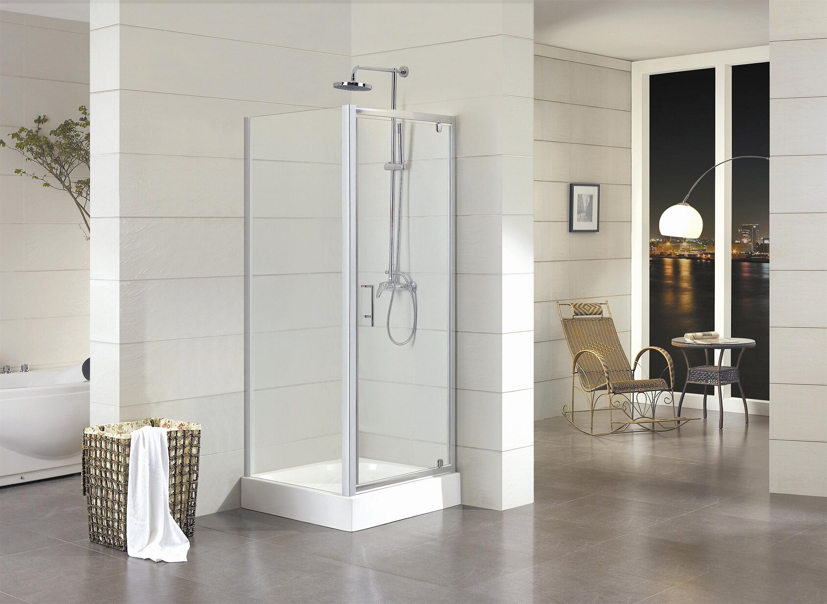 Изображение товара Душевой уголок Bravat Drop BS090.2110A, 90 x 90 x 200 см, дверь распашная, стекло прозрачное, хром