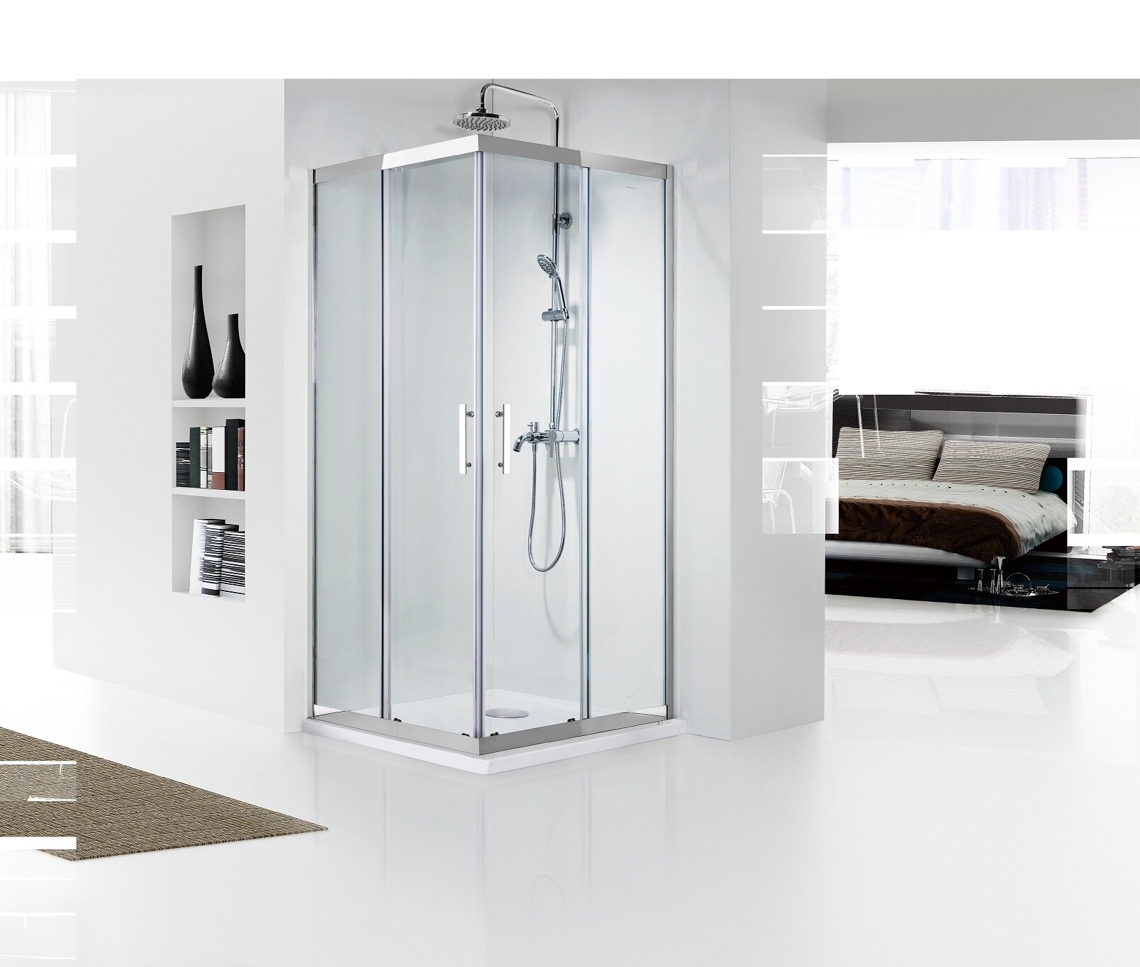 Изображение товара Душевой уголок Bravat Stream BS090.2204S, 90 x 90 x 200 см, двери раздвижные, стекло прозрачное, хром