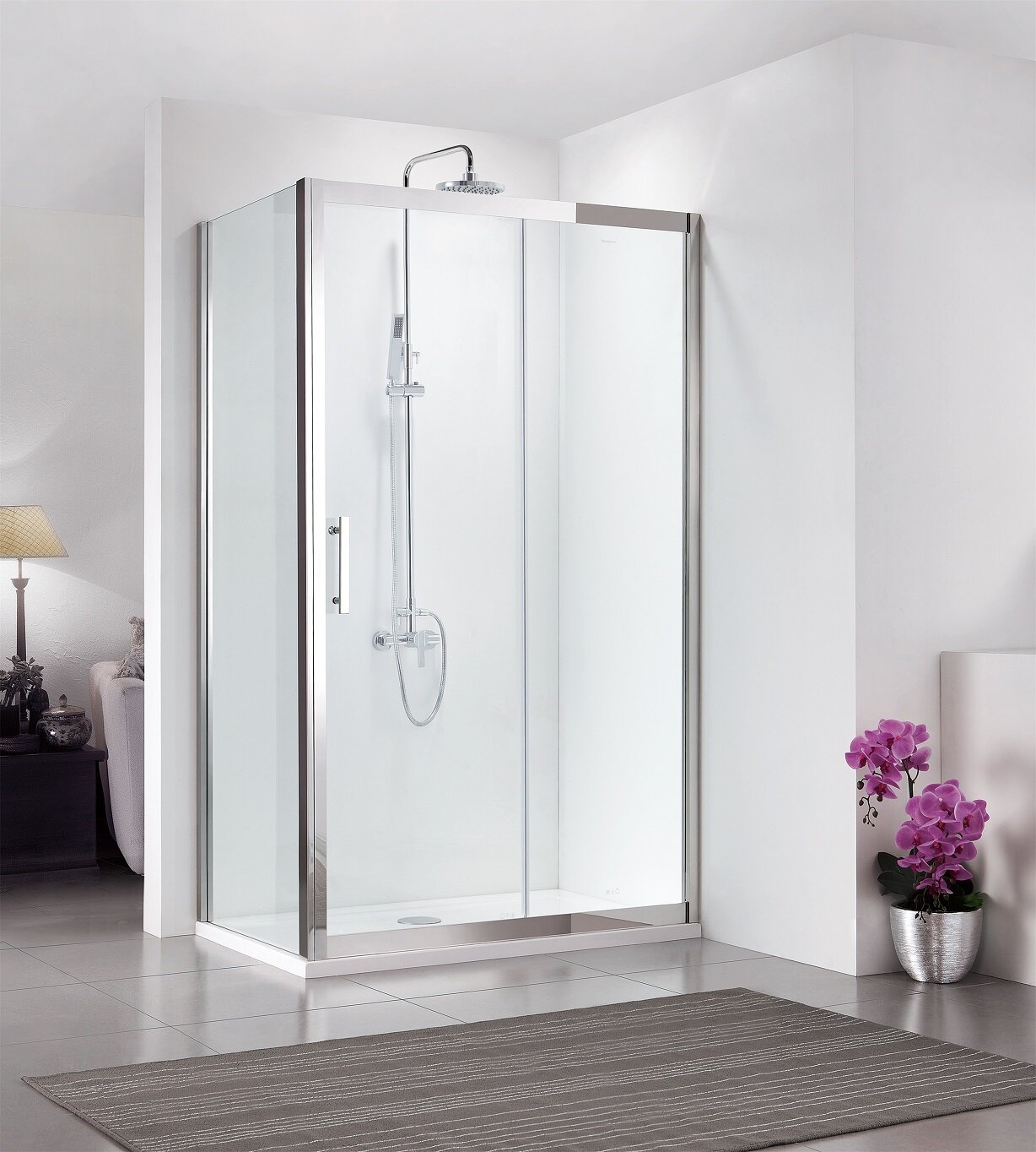 Изображение товара Душевой уголок Bravat Stream BS120.3103S, 80 x 120 x 200 см, дверь раздвижная, стекло прозрачное, хром