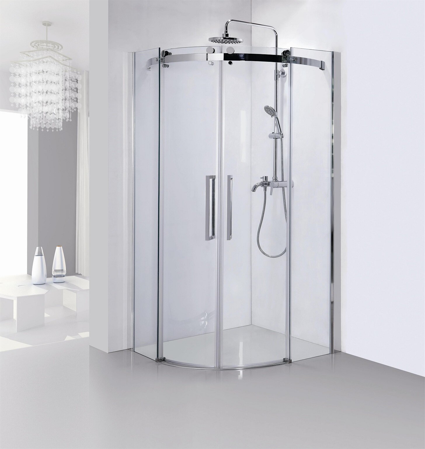 Изображение товара Душевой уголок Bravat Wave BS090.1202S, 90 x 90 x 200 см, двери раздвижные, стекло прозрачное, хром