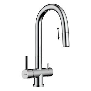 Изображение товара Смеситель Omoikiri Akita-S-C 4994330, биканальный с выдвижным изливом, цвет хром