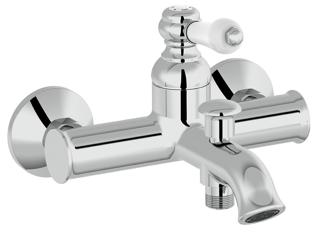 Изображение товара Смеситель Jacob Delafon Louise E24363-CP для ванны и душа, хром/белый, ретро дизайн