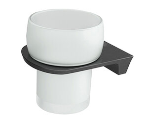 Изображение товара Стакан для щеток с держателем WasserKRAFT Wiese, одинарный, PVD покрытие, оружейная сталь, K-8928