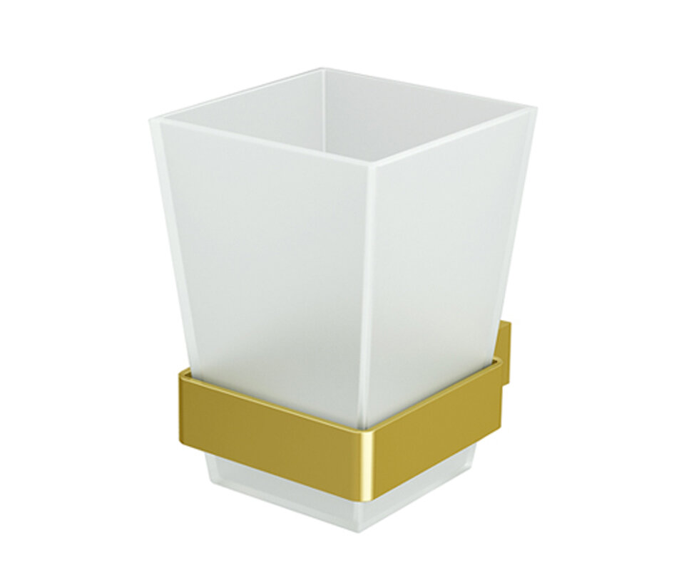 Изображение товара Стакан для щеток с держателем WasserKRAFT Sauer, глянцевое золото, K-7928