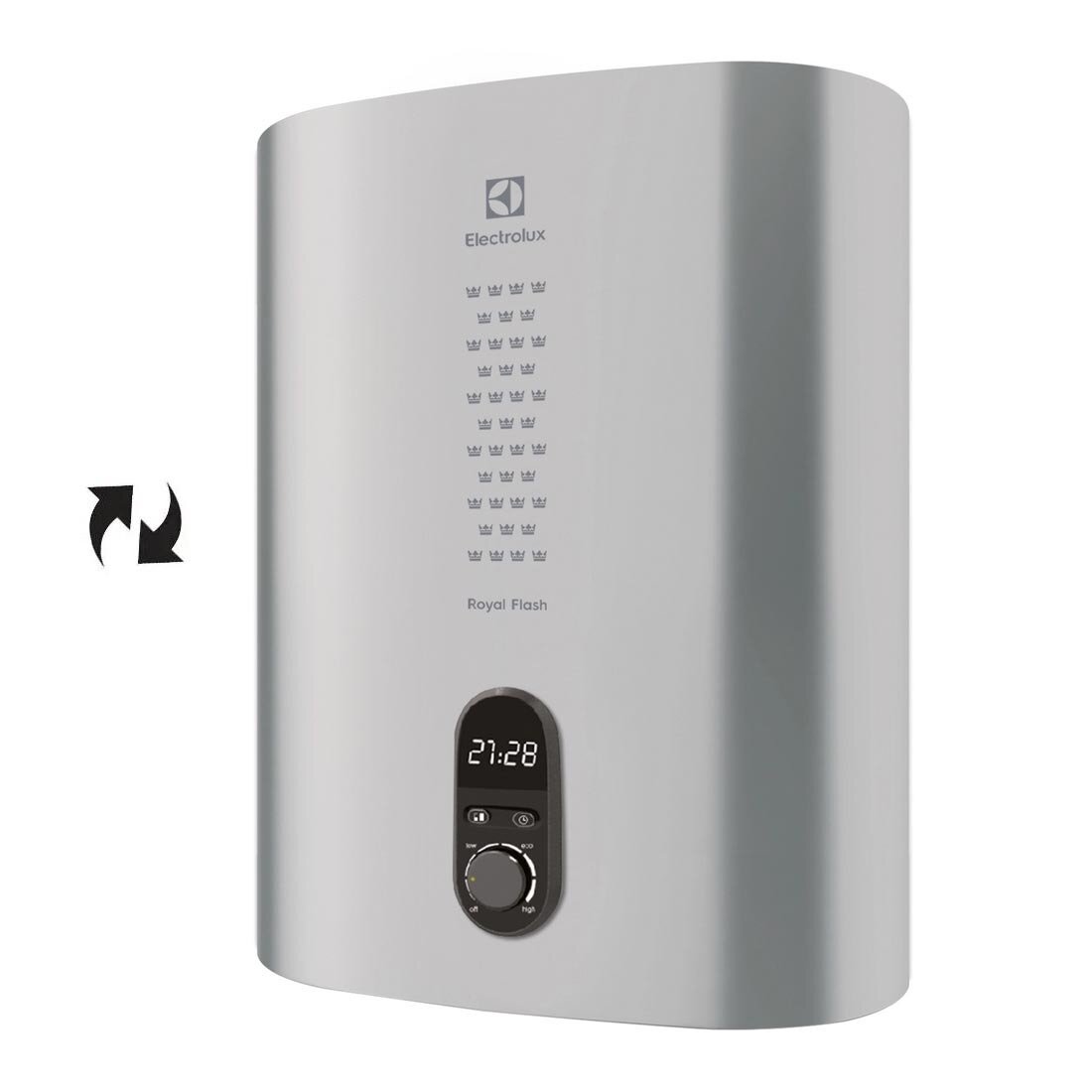 Изображение товара Электрический водонагреватель Electrolux EWH 30 Royal Flash S, НС-1064855, однофазный, накопительный, серебристый, реверсивный, с таймером