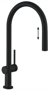 Изображение товара Смеситель для кухонной мойки Hansgrohe Talis, 72802670, с вытяжным изливом, черный матовый