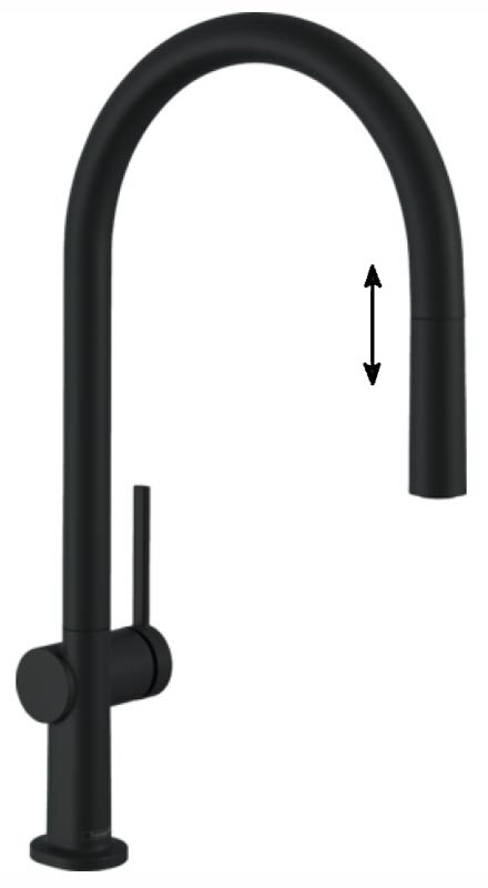 Изображение товара Кухонный смеситель Hansgrohe Talis с вытяжным изливом, черный матовый