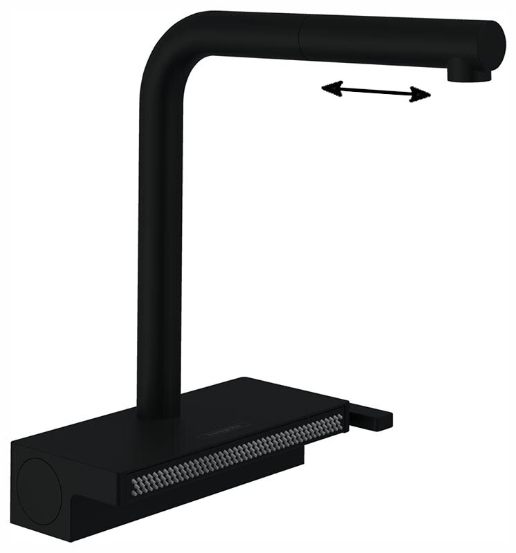 Изображение товара Смеситель для кухонной мойки Hansgrohe Aquno Select, 73830670, с вытяжным изливом, черный матовый