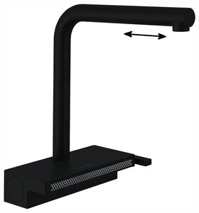 Изображение товара Смеситель для кухонной мойки Hansgrohe Aquno Select, 73830670, с вытяжным изливом, черный матовый