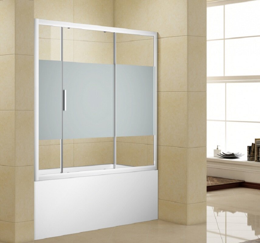 Изображение товара Душевая шторка на ванну Aquanet Practic AE10-B-150H150U-CP 150х150 см стекла прозрачные с шелкограф