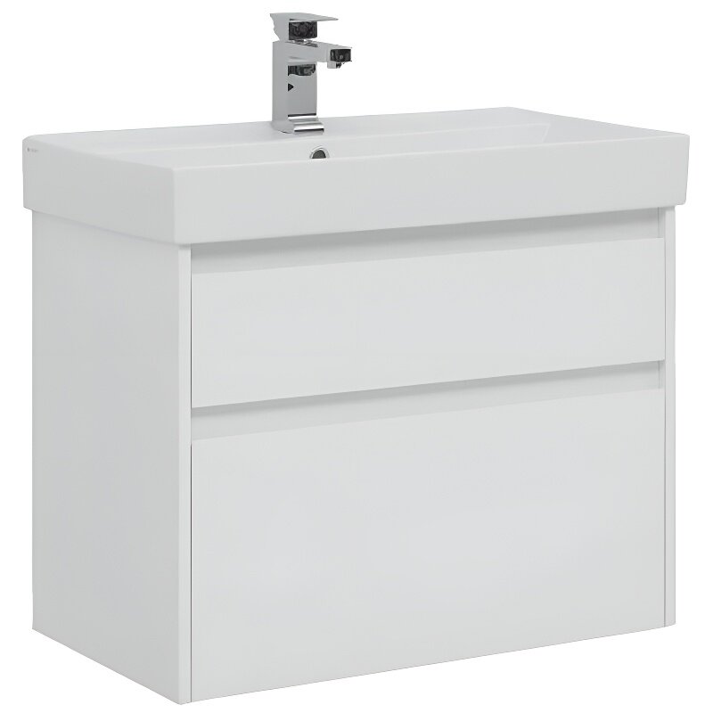 Изображение товара Тумба под раковину Aquanet Nova Lite 75, влагостойкая, белый глянец