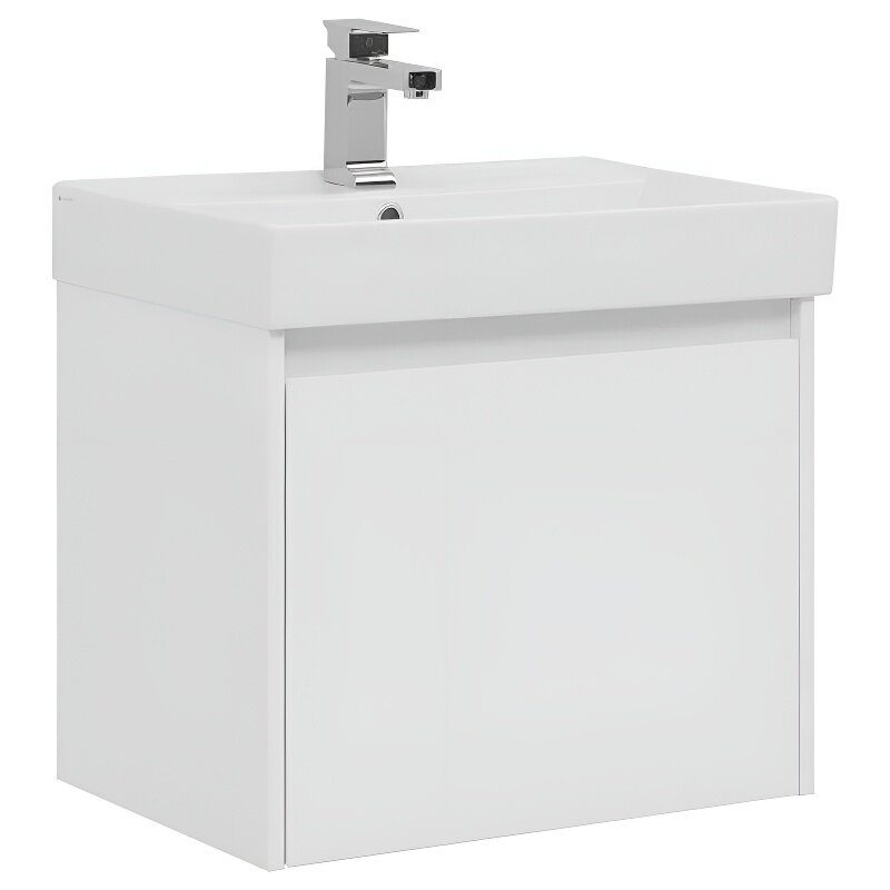 Изображение товара Тумба под раковину Aquanet Nova Lite 60, белый глянец, подвесная, 2 ящика