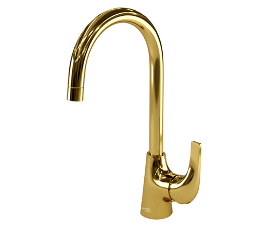 Изображение товара Кухонный смеситель WasserKRAFT Sauer 7107 с поворотным изливом и золотым покрытием