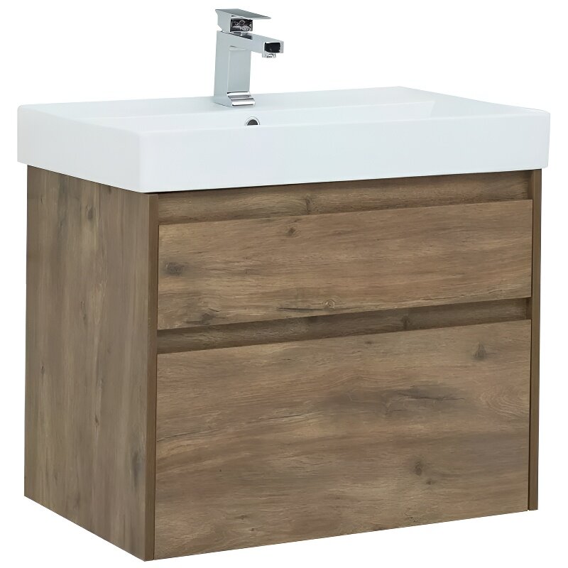 Изображение товара Тумба под раковину Aquanet Nova Lite 249515 75 см - влагостойкая подвесная мебель с 2 ящиками