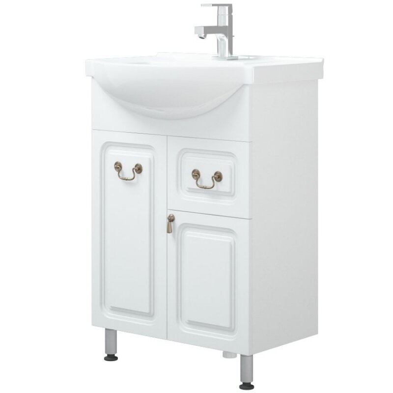 Изображение товара Тумба под раковину Corozo Элегия Ретро 60 Z1 белая напольная 54.5 см