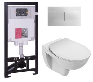 Изображение товара Инсталляция Jacob Delafon с безободковым унитазом Patio E21740RU-00 и комплектом