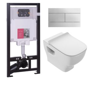 Изображение товара Инсталляция Jacob Delafon с унитазом Jacob Delafon Struktura E21741RU-00, тонкое сиденье с микролифтом, клавиша хром, комплект (E29025+EDE102+E28931-WTE+E4316-CP)