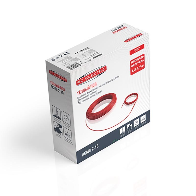 Изображение товара Теплый пол AC Electric Master Cable ACMC 2-18-1200 для укладки в стяжку 1200 Вт 6-8 кв.м