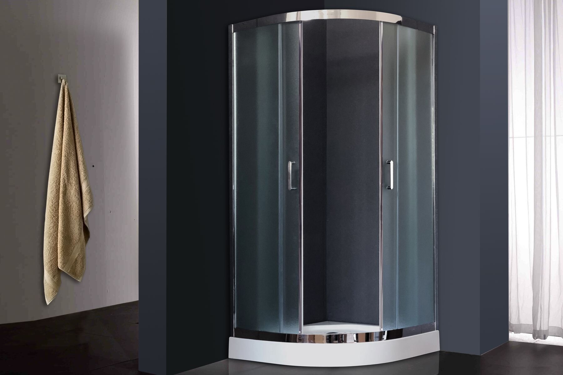 Изображение товара Душевой уголок Royal Bath RB90 HKD-C-CH, 90 x 90 x 185 см четверть круга, стекло рифленое, хром Изображение товара Душевой уголок Royal Bath RB90 HKD-C-CH, 90 x 90 x 185 см четверть круга, стекло рифленое, хром