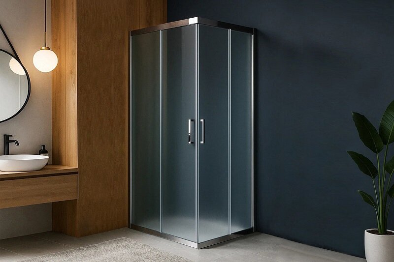 Изображение товара Душевой уголок Royal Bath RB8090 с раздвижными дверями и рифленым стеклом 90x80 см