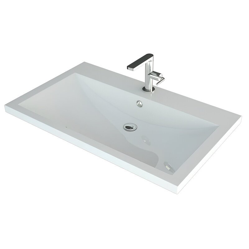 Изображение товара Раковина Art&Max AM-LAV-750-MR-A 75 см искусственный мрамор белая встраиваемая