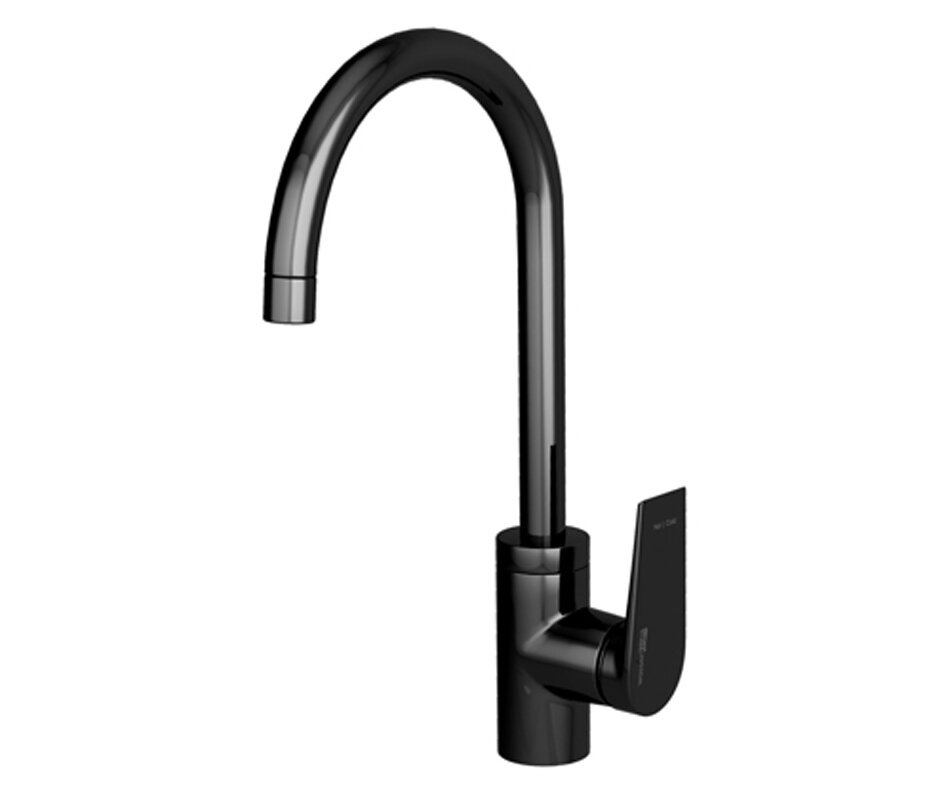 Изображение товара Смеситель WasserKRAFT 6607 для кухонной мойки черный глянец однорычажный поворотный