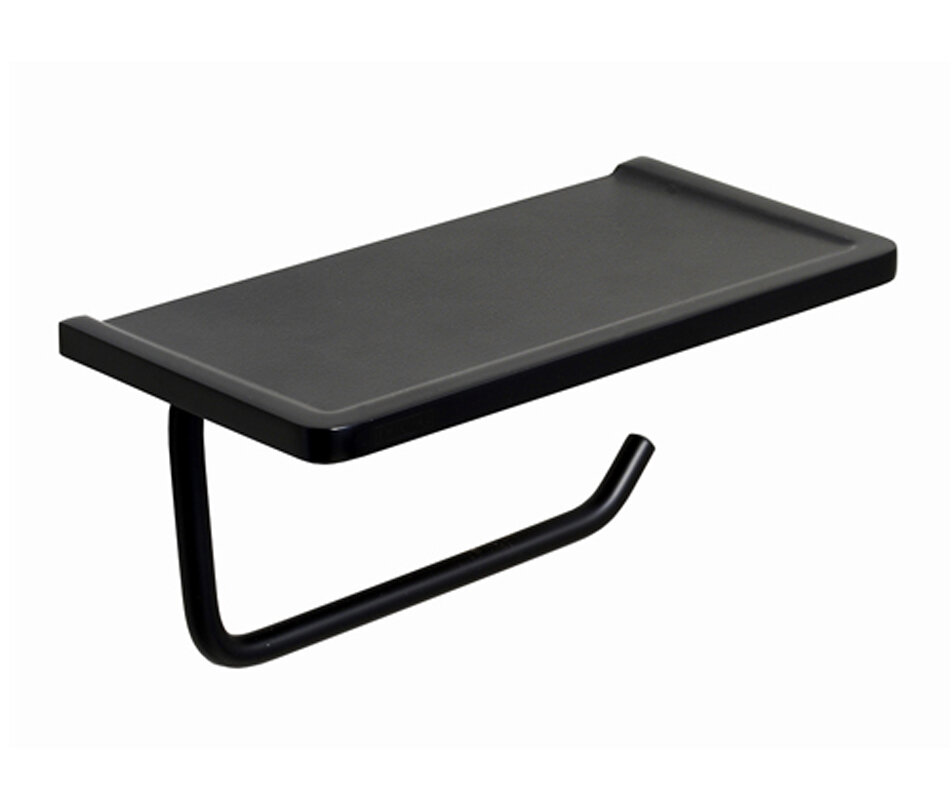 Изображение товара Держатель туалетной бумаги с полочкой для телефона WasserKRAFT K-1525 черный настенный