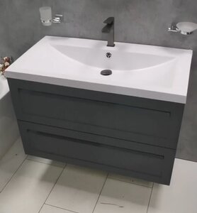 Изображение товара Тумба под раковину Art&Max AM-Platino-750-2C-SO-GM, 75 x 48 x 55 см подвесная, серый матовый
