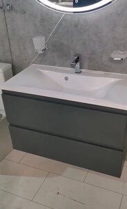 Изображение товара Тумба под раковину Art&Max AM-Bianchi 100 см подвесная матовая серого цвета