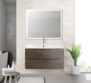 Изображение товара Тумба под раковину BelBagno ACQUA-1000-2C-SO-RNG 100 см, подвесная, искусственный камень, Rovere Nature Grigio