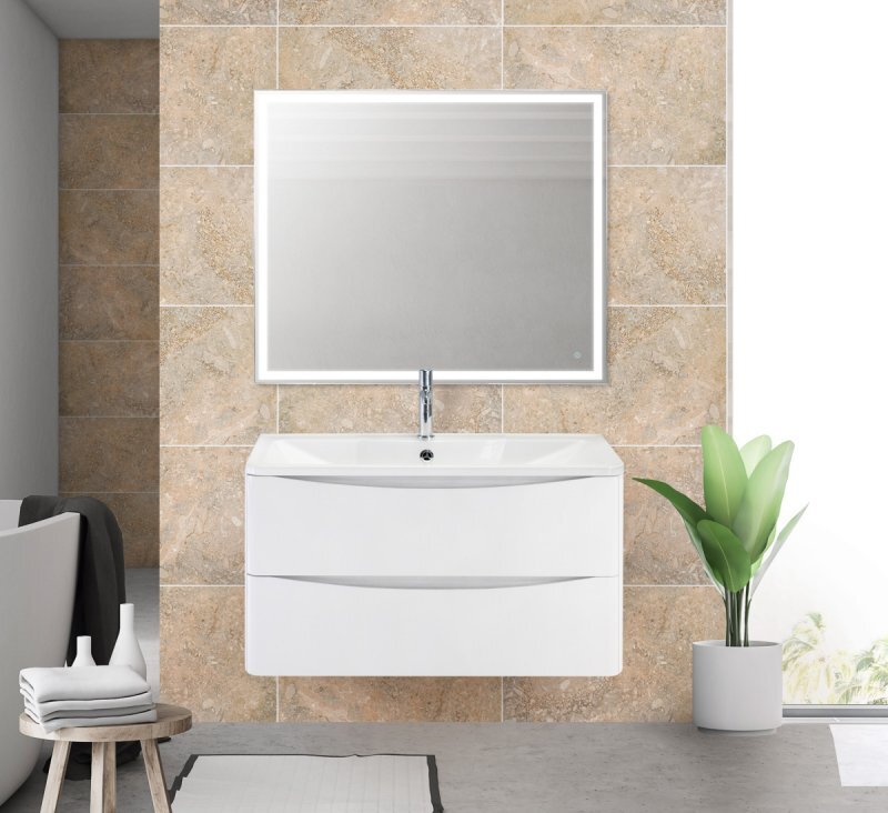 Изображение товара Тумба под раковину BelBagno ACQUA-1000 с двумя ящиками белая искусственный камень