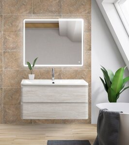 Изображение товара Тумба под раковину BelBagno ALBANO-1000-2C-SO-RVB 100 см, подвесная, искусственный камень, Rovere Vintage Bianco