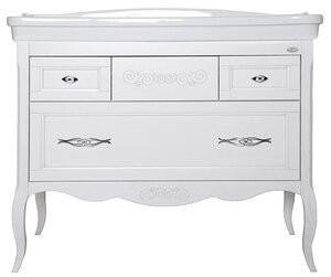 Изображение товара Тумба под раковину ASB-Woodline Модерн 105 см напольная, белый (патина серебро)