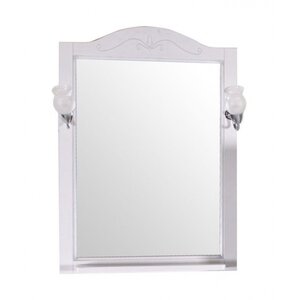 Изображение товара Зеркало ASB-Woodline Салерно 65 см со светильниками, белый (патина серебро), 9690