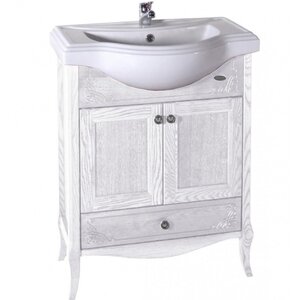 Изображение товара Тумба под раковину ASB-Woodline Салерно 9695 65 см напольная, белый (патина серебро)